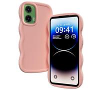 TEYYOS Case for Motorola Moto G35 5G, Liquid Silicone Soft Protective Case, Cute Solid Color Curly Wave Shape Frame Silicone Shockproof Comprehensive Protection Phone Case. Pink