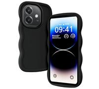 TEYYOS Case for Oppo A40 4G/A40m/Oppo A60 5G, Liquid Silicone Soft Protective Case, Cute Solid Color Curly Wave Shape Frame Silicone Shockproof Comprehensive Protection Phone Case. Black