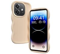 TEYYOS Case for Oppo A40 4G/A40m/Oppo A60 5G, Liquid Silicone Soft Protective Case, Cute Solid Color Curly Wave Shape Frame Silicone Shockproof Comprehensive Protection Phone Case. White