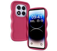 TEYYOS Case for Xiaomi Redmi Note 14 Pro 4G, Liquid Silicone Soft Protective Case, Cute Solid Color Curly Wave Shape Frame Silicone Shockproof Comprehensive Protection Phone Case. Red