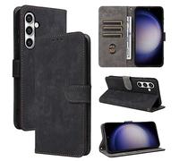 TEYYOS Flip Cover for Samsung Galaxy S23 FE Case, PU Leather Wallet【3 Card Slots 1 Money Pocket】【Magnetic Closure】【Stand Kickstand】 Folio Phone Case - Black