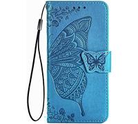TEYYOS Flip Folio Case for Huawei nova 11i, PU/TPU Leather Wallet Cover with Cash & Card Slots, Premium 3D Butterfly Phone Shell - Blue