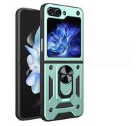 TEYYOS Phone Case for Samsung Galaxy Z Flip5, Shockproof Cover Sleeve with Sliding Lid and Bracket - Green