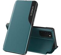 TEYYOS Smart View Flip Cover for Samsung Galaxy A05 4G, Premium Leather Case with Stylish Mirror Clear Display Window, Foldable Kickstand Phone Shell - Green