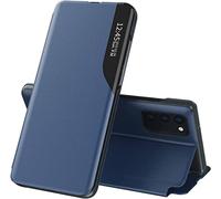 TEYYOS Smart View Flip Cover for Samsung Galaxy A05 4G, Premium Leather Case with Stylish Mirror Clear Display Window, Foldable Kickstand Phone Shell - Blue