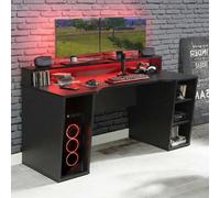 Tezaur Gaming Desk - LED Light - Black and Red