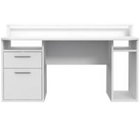 Tezaur White 2 Drawer LED Light Gaming Desk