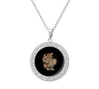 Tezcatlipoca Accordion Multicolored Alloy Diamond Necklaces Brilliant Circle Pendant Necklace Jewelry Gift for Women