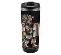 Tezcatlipoca Aztec God Playing Accordion Travel Coffee Mug | Tumbler with Lid Insulated Stainless Steel Cup Gifts for Women Men 12oz