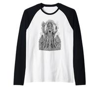 Tezcatlipoca Aztec Night God Obsidian Mirror Line Art Raglan Baseball Tee