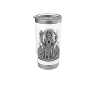 Tezcatlipoca Aztec Night God Obsidian Mirror Line Art Stainless Steel Insulated Tumbler