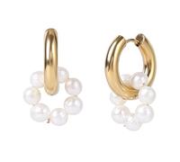 TEZCRT Women's Hoop Earrings Sterling 14 Carat Gold Filled with Round Plate Pendant, Hypoallergenic Large Huggies Hoop Earrings Diameter 30 mm, F, Titanium Sterling Silver