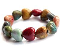 Teziluo Love Heart Ceramic Bracelet, Flower-Glazed Beaded Bracelet,Elastic Handmade Simple Ethnic Style Hand Chain for Women, Suit for woman over 18 year old-1PCS - Colorful