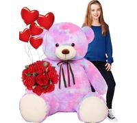 Tezituor Big Teddy Bear,52'' Giant Stuffed Animal Plush,Rainbow Purple Soft Gifts for Valentine, Christmas, Birthday.