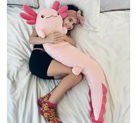 Tezituor Pink Axolotl Stuffed Animal Long Plush Pillow for Kids Boys Girls 6-12, 4ft Large Stuffed Toy Gifts for Women, Axolotl Lovers - Glow in The Dark