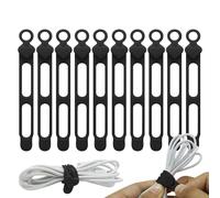 Tezklc Cable Ties - 10 Piece Silicone Data Cable Organizer | Elastic Cord Charging Wire Management for Outdoor Car Desk Organizer Fastening Bundling