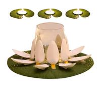 Tezklc Candle Holder, Bathroom Wine Glass Water Lily Stand, Floating Candle Holder, Bathroom Wine Glass lotuses Stand, 1 Floating Wine Glass Holder & 3 Candle Holders