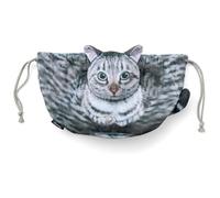 Tezklc Cat Shape Makeup Bag, Cat Toiletry Bag, Drawstring Toiletry Cosmetic Pouch, Portable Makeup Travel Bag Organizer, Cat Coin Pouch Purse, Soft Animal Pencil Case Organizer