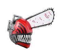 Tezklc Chainsaw Man Masque, Anime Denji Cosplay Latex Masque Helmet - Breathable, Soft Realistic Bloody Pochita Denji Masques | Halloween Masquerade Face Cover For Cosplay Costume Party 43x40x21cm