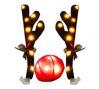 Tezklc Christmas Antlers Car Decoration, Car Reindeer Antlers & Red Nose Kit with LED Lights & Jingle Bells, Include Button Battery | Vehicle Decor for Window Roof-Top & Grille