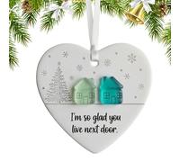 Tezklc Christmas Tree Ceramic Pendant,Ceramic Love Heart Pendants for Christmas Trees | Seasonal Keepsake Artistic Display Decor for Living Room Bedroom Balcony Window Wall Door