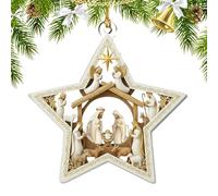 Tezklc Christmas Tree Nativity Pendant | Birth Of Jesus 2D Flat Hangable | Christmas Acrylic Nativity Scene Decor | for Windowsill Door Wall Living Room Bedroom Balcony Garden Party