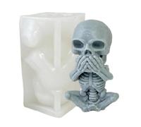 Tezklc Silicone Skull Mold | Hear See Speak No Evil 3D Skull Statue Making Tool | Home Party Resin Mould for Making Collectible Figurines Home Decor Accents, Festival Art Craft