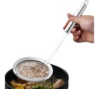 Tezklc Stainless Steel Skimmer | Stainless Steel Cooking Strainer Skimmer | Fine Mesh Oil Filter Food Colander Ladle Rust-Proof for Grease Foam Juices Noodle Soup Soybean Milk