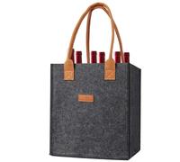 Tezklc Wine Bottle Carrier Felt Wine Tote Bag, Wine Bottle Carrier Tote, 6 Bottle Felt Wine Carrier Storage Box with Divider, Reusable Wine Bottle Bag for Red Wine, Wine Bottle Protector Bags