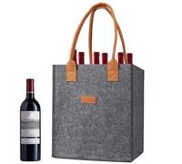 Tezklc Wine Bottle Carrier Felt Wine Tote Bag, Wine Bottle Carrier Tote, 6 Bottle Felt Wine Carrier Storage Box with Divider, Reusable Wine Bottle Bag for Red Wine, Wine Bottle Protector Bags