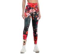 Tezmd Women's High Waisted Printed Leggings Soft Stretchy Pants, Flower, XL