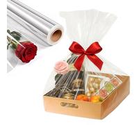 Tezraftaar® 10 x Cardboard Hamper Tray 16" x 10.5" x 4" Cellophane Wrapping Roll 80cm x 100m Combo Gift Hamper Set for Gift Packaging