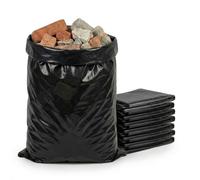 Tezraftaar® 10 x Heavy Duty Black Rubble Sacks 20 x 30 Inch 400 Gauge Strong Polythene Builders Waste Bags Tear Resistant Plastic Rubbish Sacks for Construction Garden DIY Industrial Waste