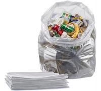 Tezraftaar® 100 x Clear Heavy Duty Bin Liner Bags 18" x 29" x 39" 90 Litre 150 Gauge Strong Refuse Sacks Thick Plastic Bin Bags for Household Kitchen Office Garden Waste Recycling