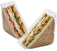 Tezraftaar® 100 x Clear Plastic Sandwich Wedges 11cm x 11cm x 6cm Disposable Triangle Deep Fill Boxes Without Lid for Catering Picnic Lunch Parties