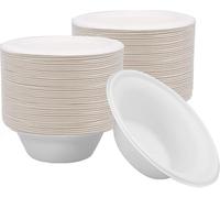 Tezraftaar® 100 x Disposable Bowls 12oz (355ml) Biodegradable Sugarcane Bagasse Paper Bowl for Picnic Catering BBQ Catering Weddings Parties