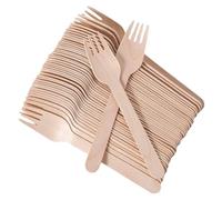 Tezraftaar® 100 x Disposable Wooden Forks Birchwood Biodegradable Compostable Cutlery Set for Christmas Birthday BBQ Parties Catering Supply