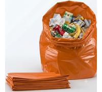 Tezraftaar® 100 x Orange Heavy Duty Bin Liner Bags 18" x 29" x 34" 90 Litre 160 Gauge Strong Refuse Sacks Thick Plastic Bin Bags for Household Kitchen Office Garden Waste Recycling