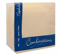 Tezraftaar® 100 x Paper Napkins Disposable 33cm x 33cm 2Ply Cream Serviettes Tissue Paper for Catering Supply Tableware Weddings Christmas Birthday Parties