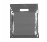 Tezraftaar® 100 x Patch Handle Carrier Bags 22" x 18" x 3" Grey Reusable Plastic Shopping Takeaway Cloths Carry Bag