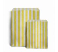 Tezraftaar® 100 x Striped Candy Paper Bags Sweet Wedding Buffet Party Favour Treat Cake Dessert Pick n Mix Bag (Yellow, 7" x 9")