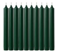 Tezraftaar® 100 x Tapered Dinner Candles Dark Green Paraffin Wax Unscented Long Burning 190mm Candle for Church Birthday Parties Restaurants Dining