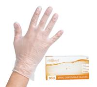 Tezraftaar® 100 x Vinyl Disposable Gloves Clear Powder Free Medium Hand Glove for Medical Laboratory Food Handling Barber Shop Cooking Cleaning First Aid