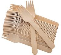 Tezraftaar® 1000 x Disposable Wooden Forks Biodegradable Birchwood Cutlery Set for Christmas Parties Camping Travelling Weddings Catering Supply