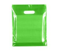 Tezraftaar® 1000 x Patch Handle Carrier Bags 15" x 18" x 3" Green Reusable Plastic Shopping Bag for Carry Cloths Takeaway