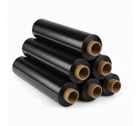 Tezraftaar® 2 x Pallet Wrap Heavy Duty Black Shrink Stretch Film 400mm x 23mu 750g Non Extended Core Tear Resistance for Industrial Use Logistics Sofa Furniture House Moving Packaging