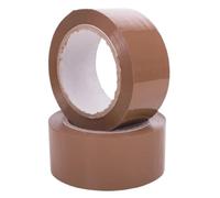 Tezraftaar® 2 x Parcel Packaging Tape 48mm x 66m Brown Heavy Duty Strong Adhesive Carton Sealing Tape for Parcel House Moving Boxes Packaging