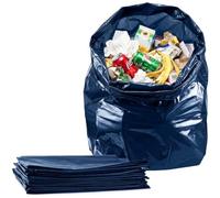 Tezraftaar® 200 x Dark Blue Heavy Duty Bin Liner Bags 18" x 29" x 34" 90 Litre 160 Gauge Strong Refuse Sacks Thick Plastic Bin Bags for Household Kitchen Office Garden Waste Recycling