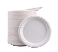 Tezraftaar® 200 x White Bagasse Plates 6" (15cm) Biodegradable Compostable Plate Eco Friendly Dishes for Picnic Camping Catering Wedding Supplier