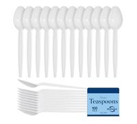 Tezraftaar® 2000 x Reusable Plastic Tea Spoon Small White Heavy Duty Spoon for Picnic Weddings Birthday Parties Catering Supply